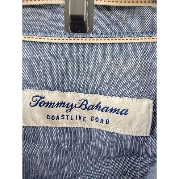 Tommy Bahama Coastline Cord Yosemite Check Shirt Men's S Dockside Blue Button Up - Picture 8 of 14